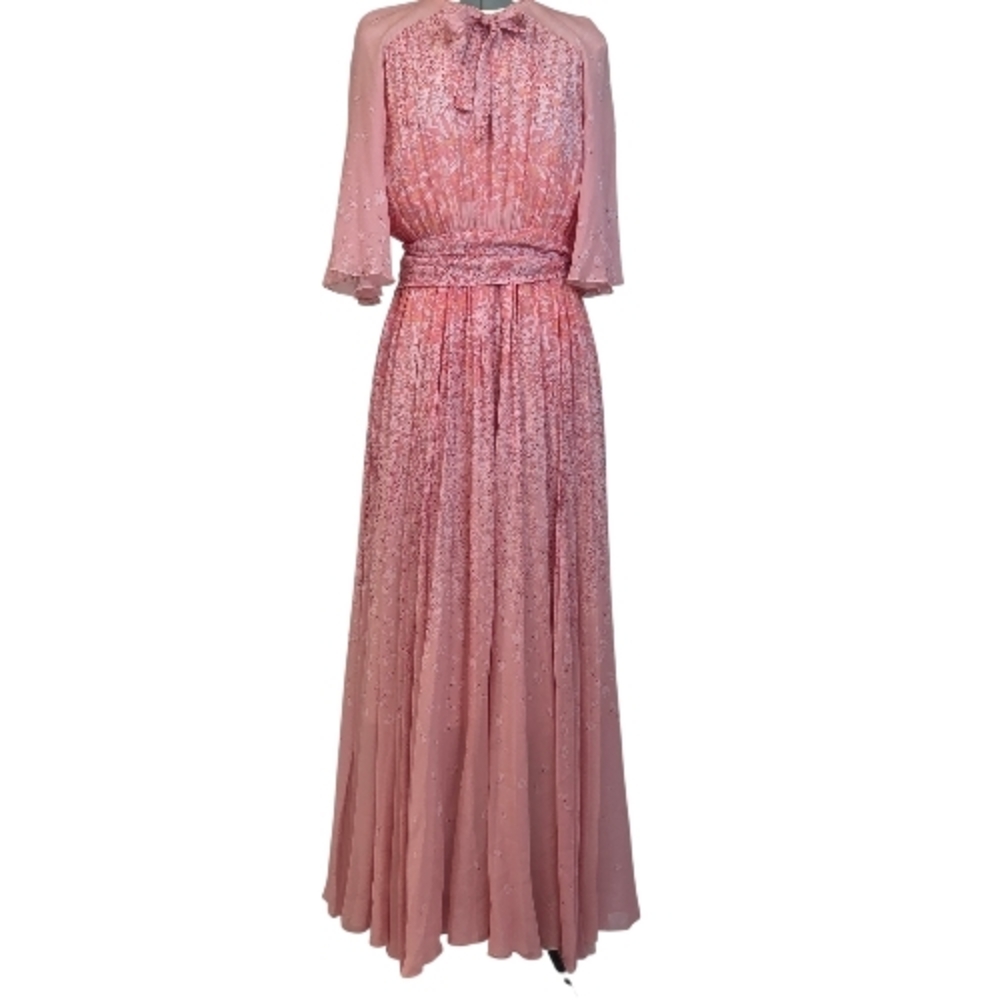 Giambattista Valli silk gown pink floral Maxi Dress, Garden Party, Wedding, Sz 8 - Picture 3 of 13